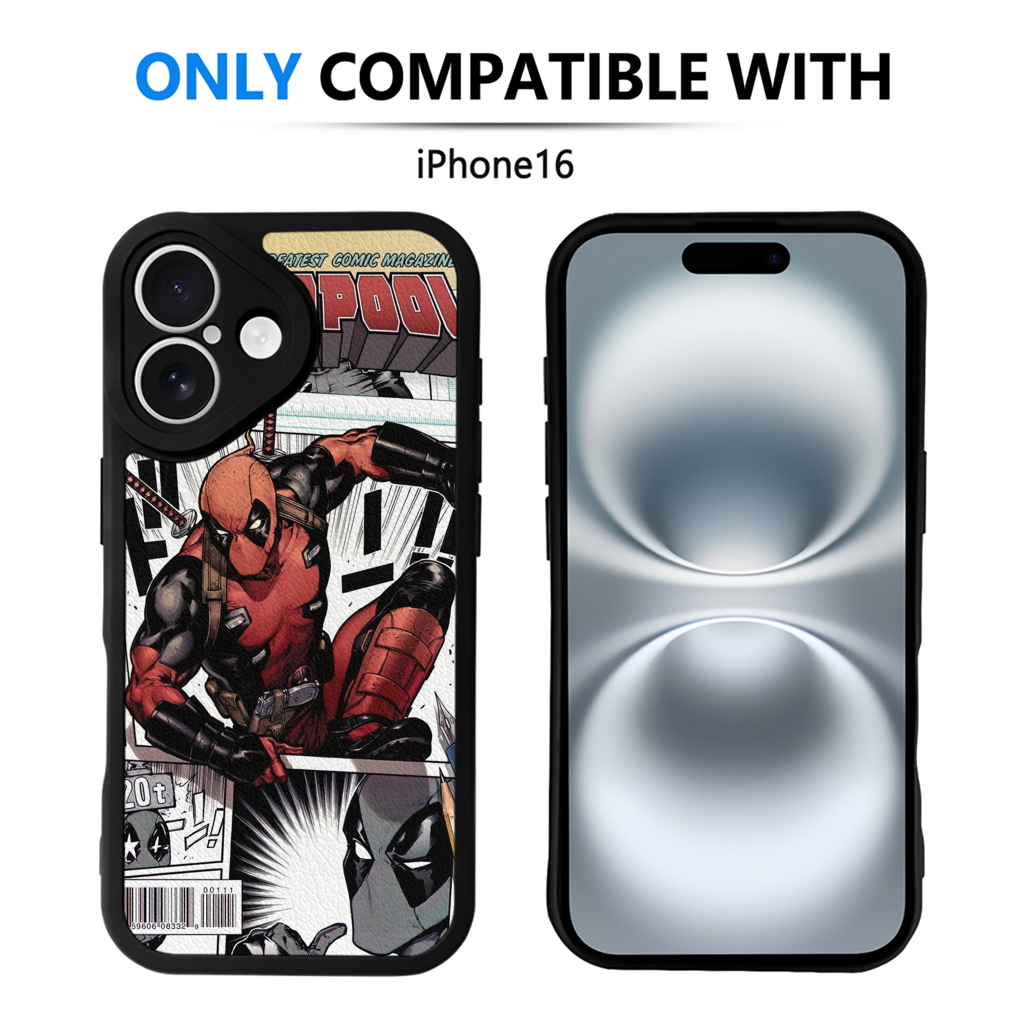 （画像用） Deadpool デッドプール 【iPhone 16シリーズ対応】シリコンスマホケース（レザー調） 材質：シリコン